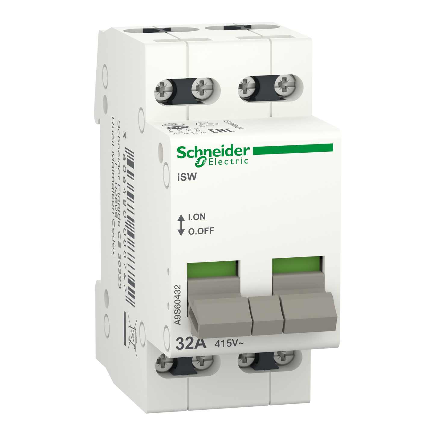 Schneider Electric-A9S60432-Acti9, iSW interrupteur de commande 4P 32A 415VCA