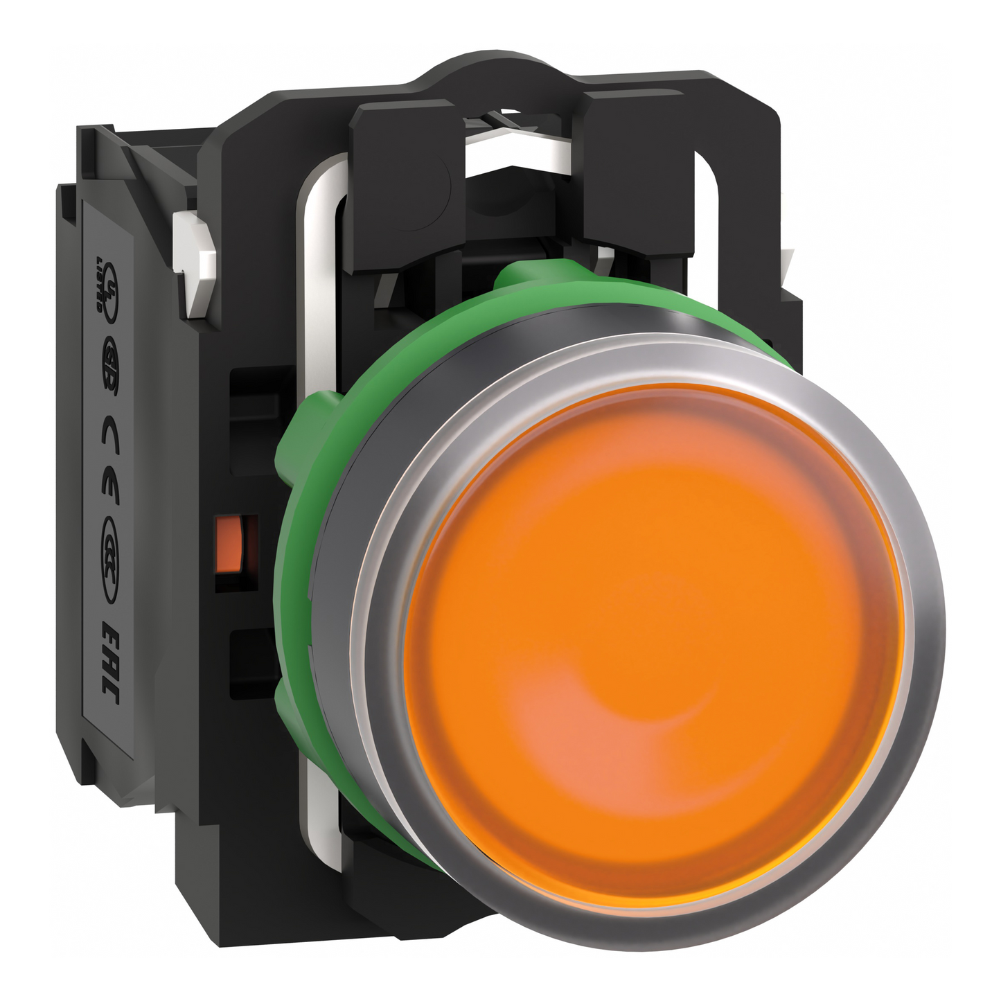 Schneider Electric-XB5AW35M5-Harmony bt-pous lumineux orange Ø22 - impulsion - 240 V - 1O+1F