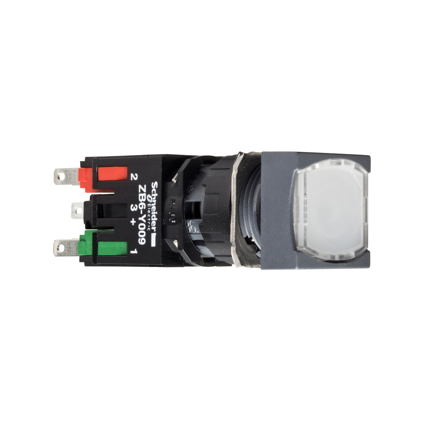 Schneider Electric-XB6CF1B5B-Harmony XB6 - bouton-pous. lum. complet - tête carrée - blanc - Ø16 - 24V -1O+1F