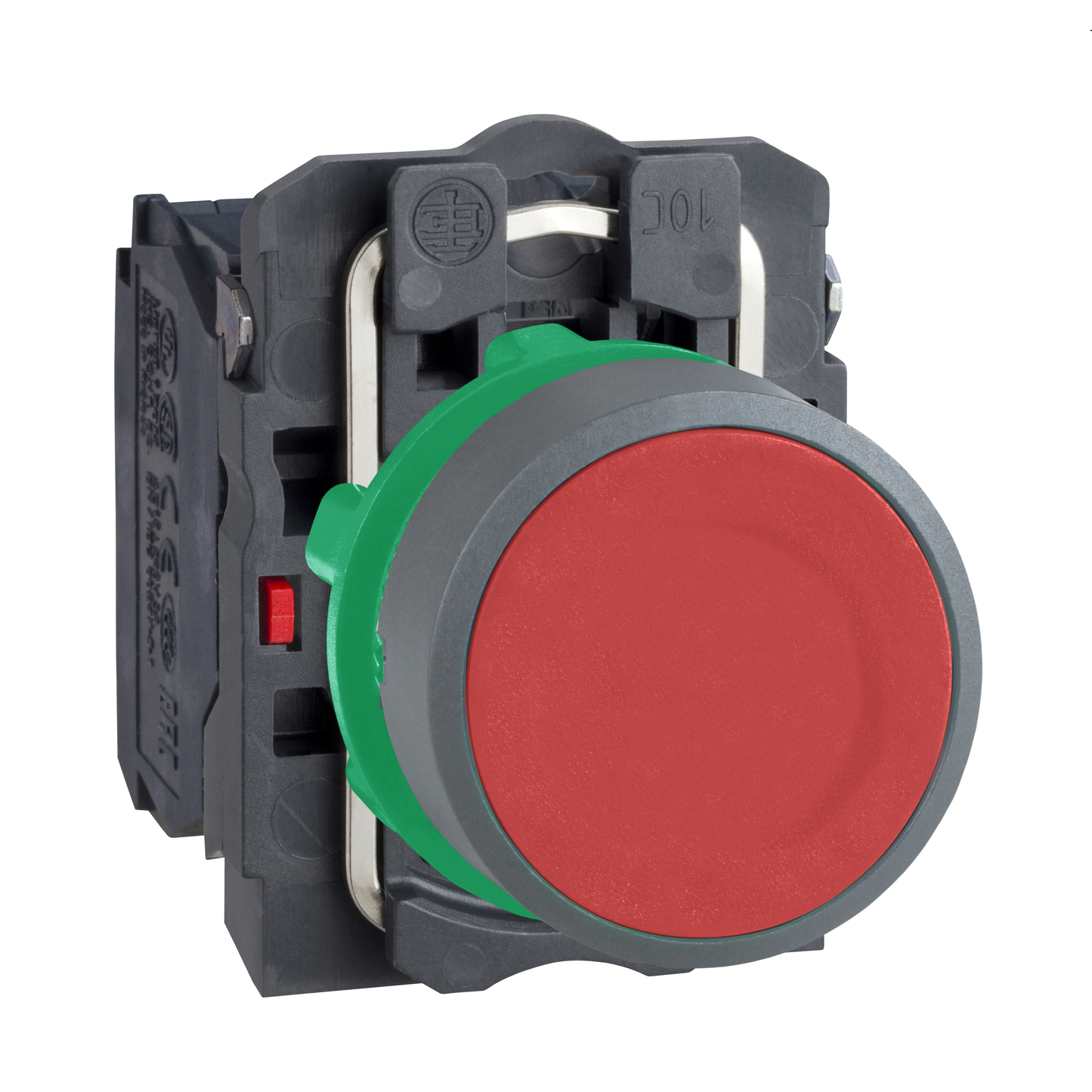 Schneider Electric-XB5AA45C0-Harmony XB5 - bouton poussoir à impulsion - Ø22 - col grise - rouge - 1O+1F