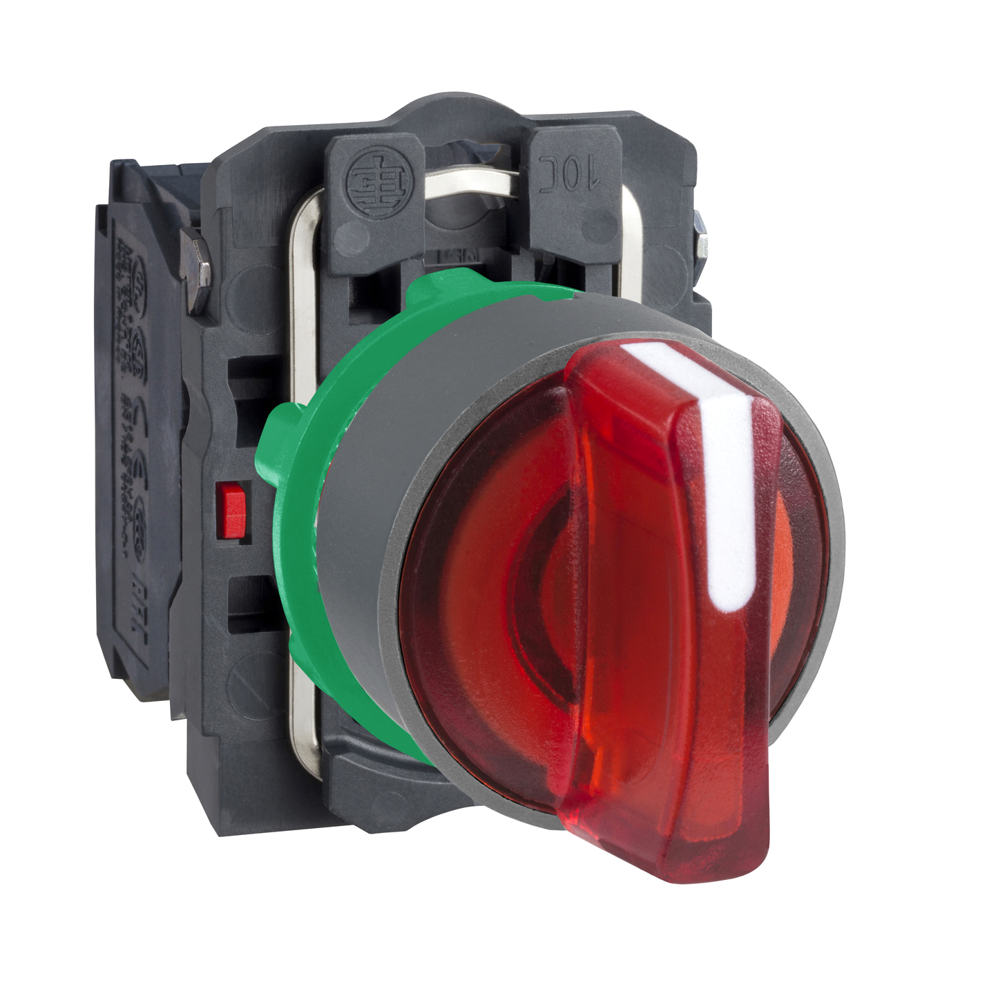 Schneider Electric-XB5AK134M5C0-Harmony XB5 - bouton tourn lum - Ø22 - col grise - 3 pos - rouge - 1O+1F - 230V