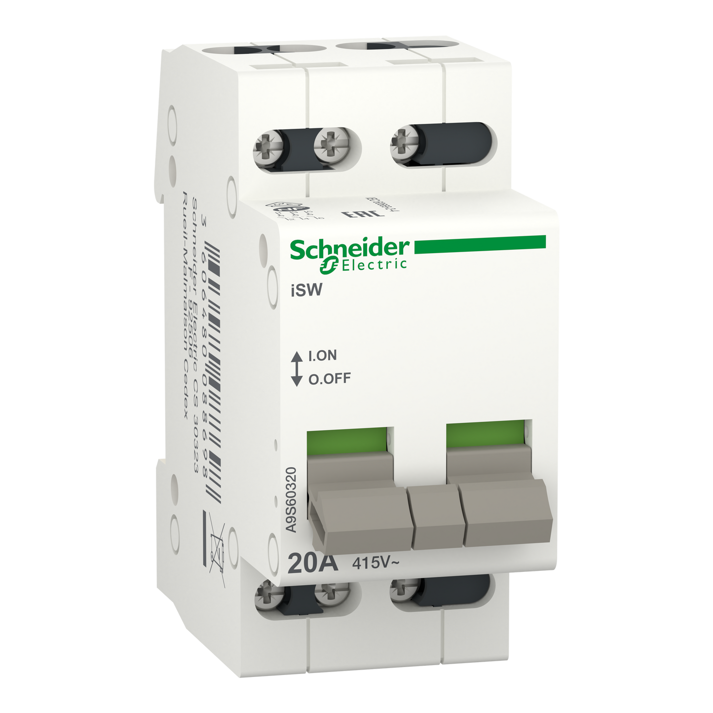Schneider Electric-A9S60320-Acti9, iSW interrupteur de commande 3P 20A 415VCA