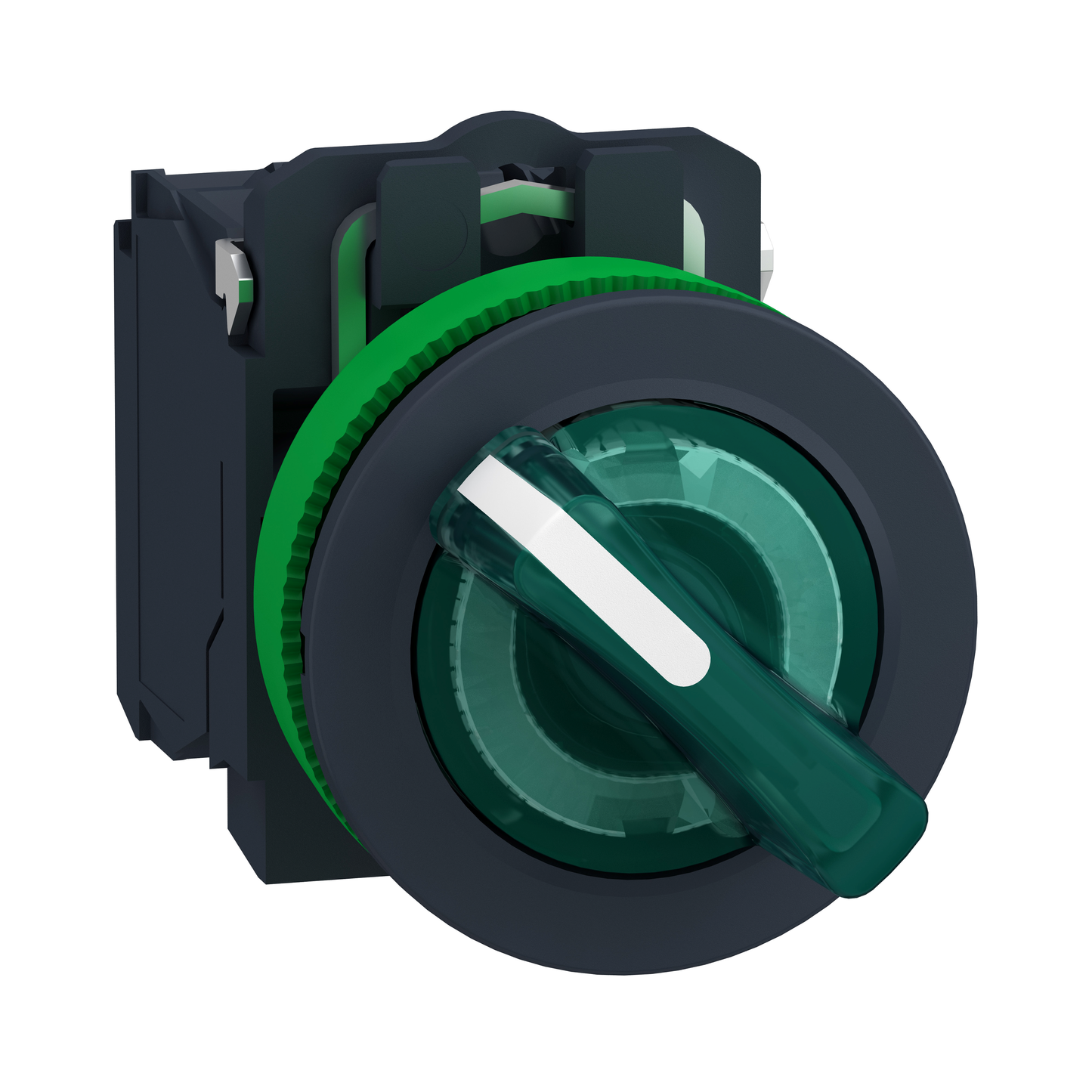 Schneider Electric-XB5FK123M5-Harmony XB5 - bouton à man lumin - flush - 2 pos fix - vert - 1O+1F - 230V