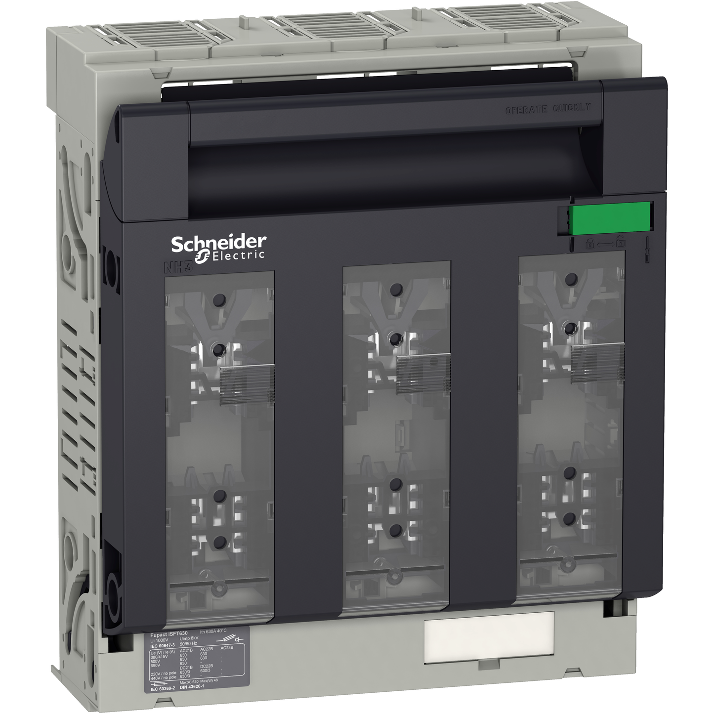 Schneider Electric-LV480808-Fupact ISFT630 - inter sect fusib - 3P - fixe - raccordement plage - M10