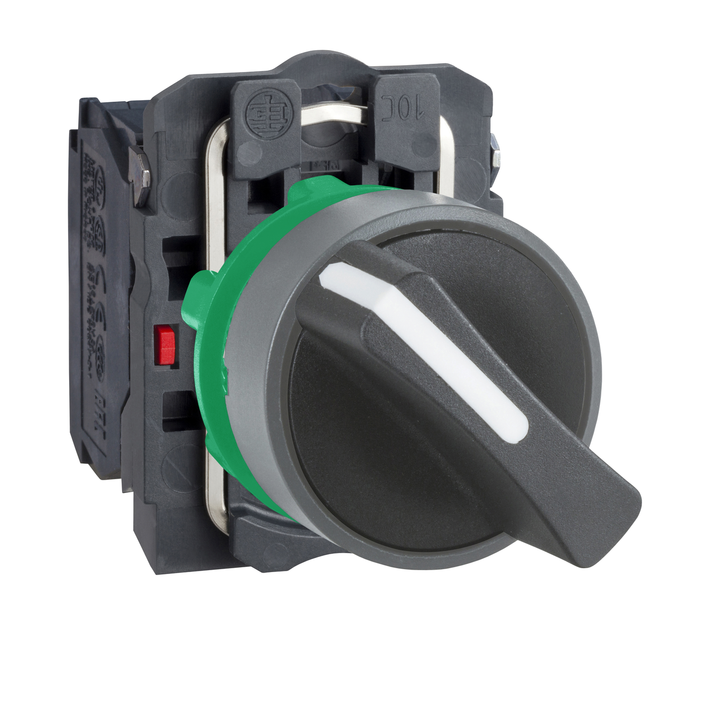 Schneider Electric-XB5AD25C0-Harmony XB5 - bouton tournant à man - Ø22 - col grise - 2 pos fix - noir - 1O+1F