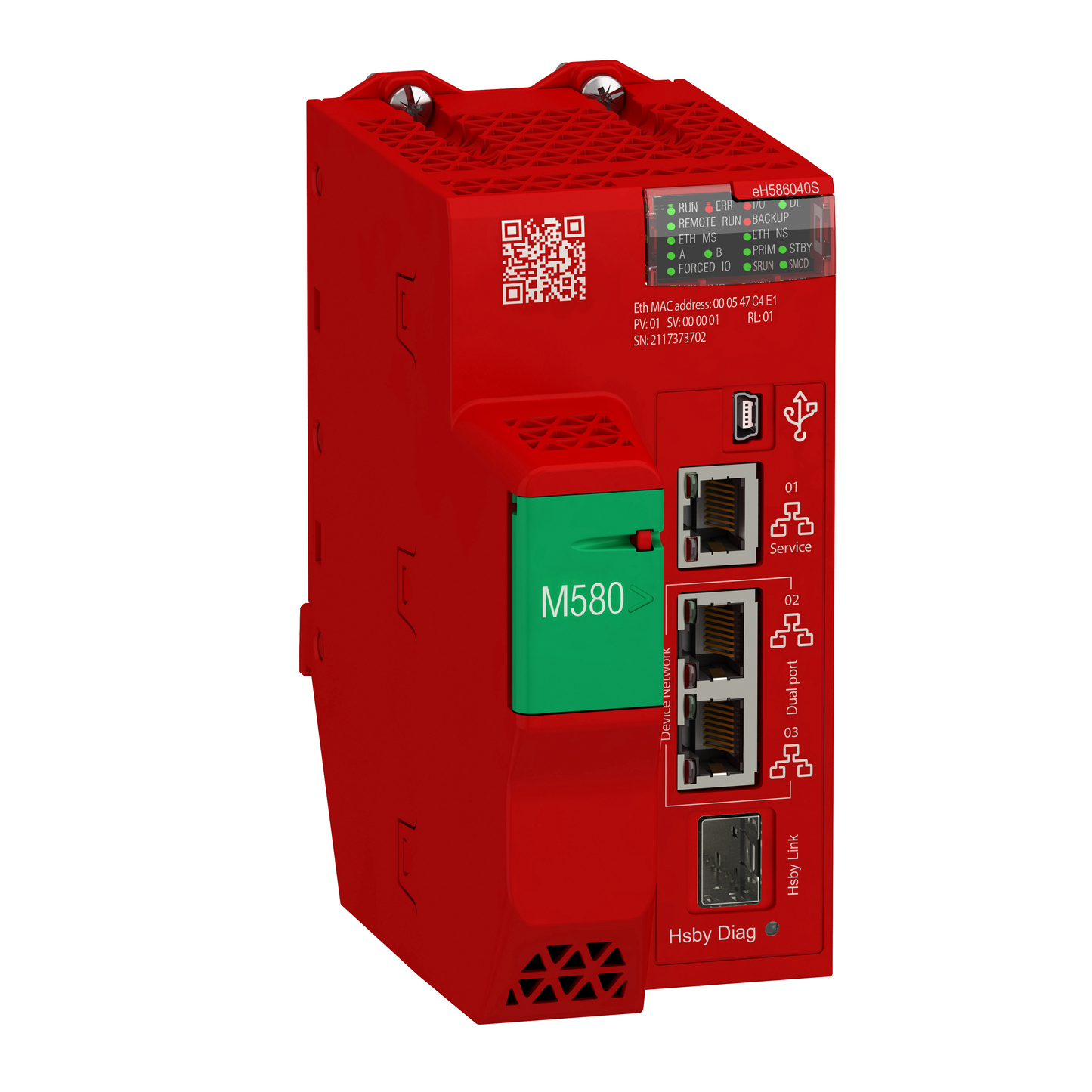 Schneider Electric-BMEH586040S-Modicon M580 - module processeur redondant, 64/16 MB mémoire, 31 stations RIOX80