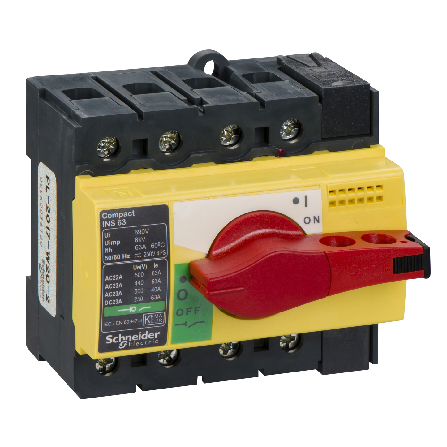 Schneider Electric-28919-ComPacT INS -  Interrupteur sectionneur -  4P - 63A - poignée rouge