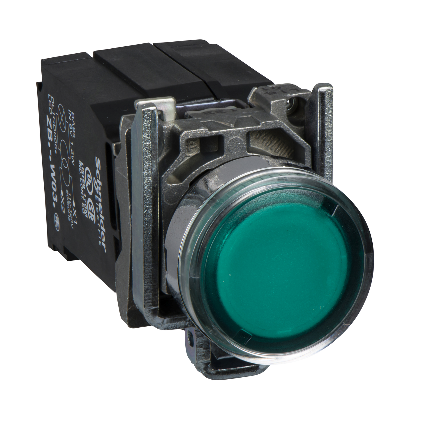 Schneider Electric-XB4BW3335-Harmony XB4 - poussoir lumineux - 1F+1O - vert - Ø22 - transfo 110VAC