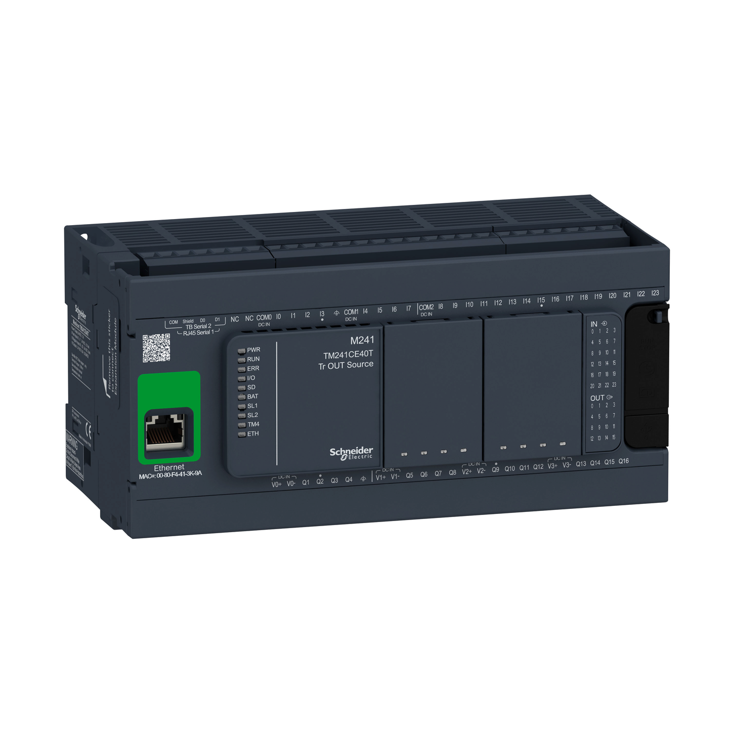 Schneider Electric-TM241CE40T-Modicon M241, contrôleur 40E/S PNP, ports Ethernet+2 série, 24VCC