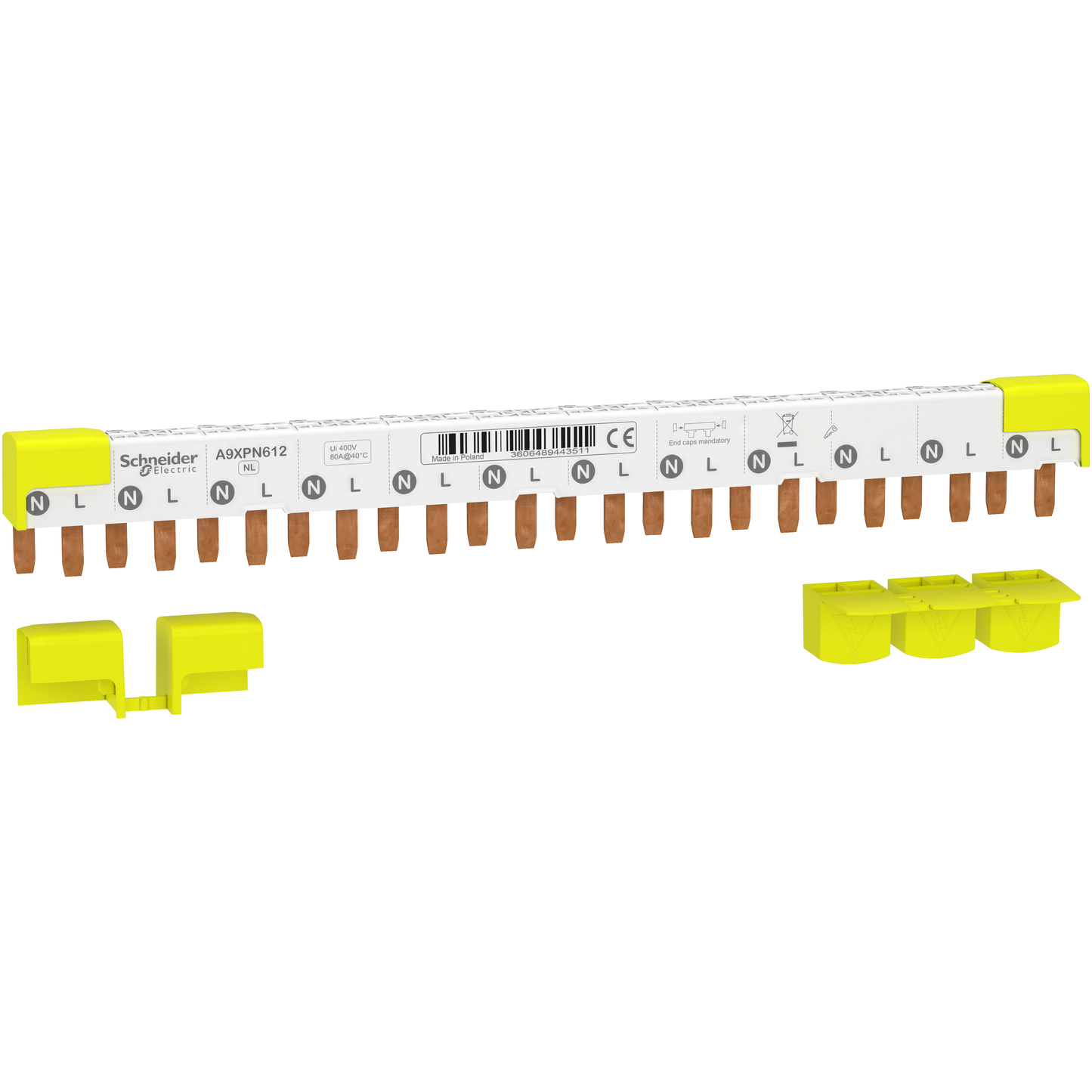 Schneider Electric-A9XPN612-Acti9 iDT40 - Peigne horizontal - 1P+N - 12 modules de 18mm - 80A
