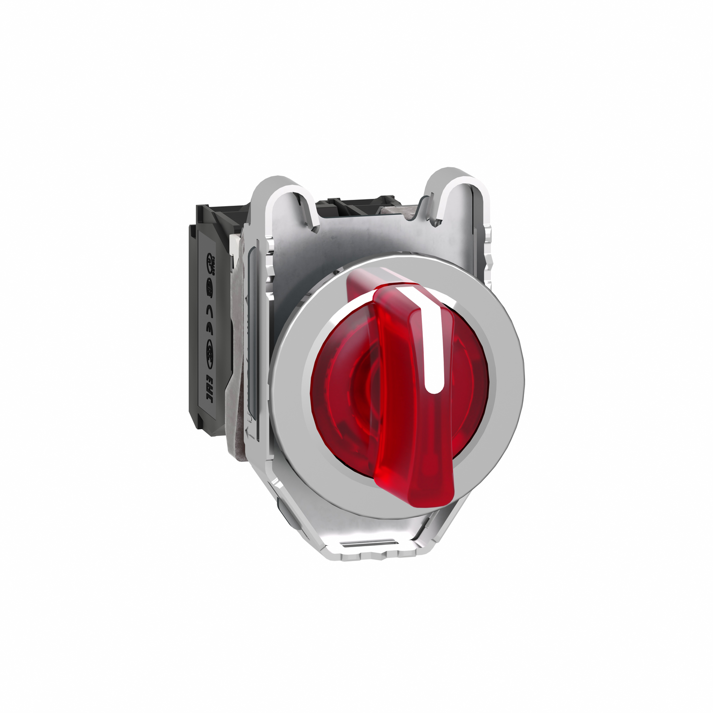Schneider Electric-XB4FK134B5-Harmony XB4 - bouton à man lumin - flush - 3 pos fix - rouge - 1O+1F - 24V