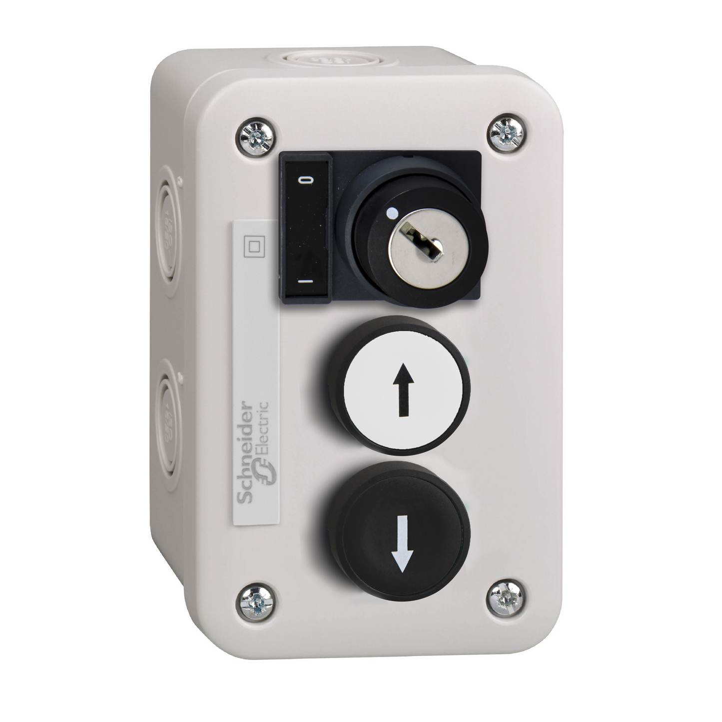 Schneider Electric-XALE3441-Harmony XALE - boîte à boutons - BP blanc 1F + BP noir 1F + sélecteur 2 pos. 1F