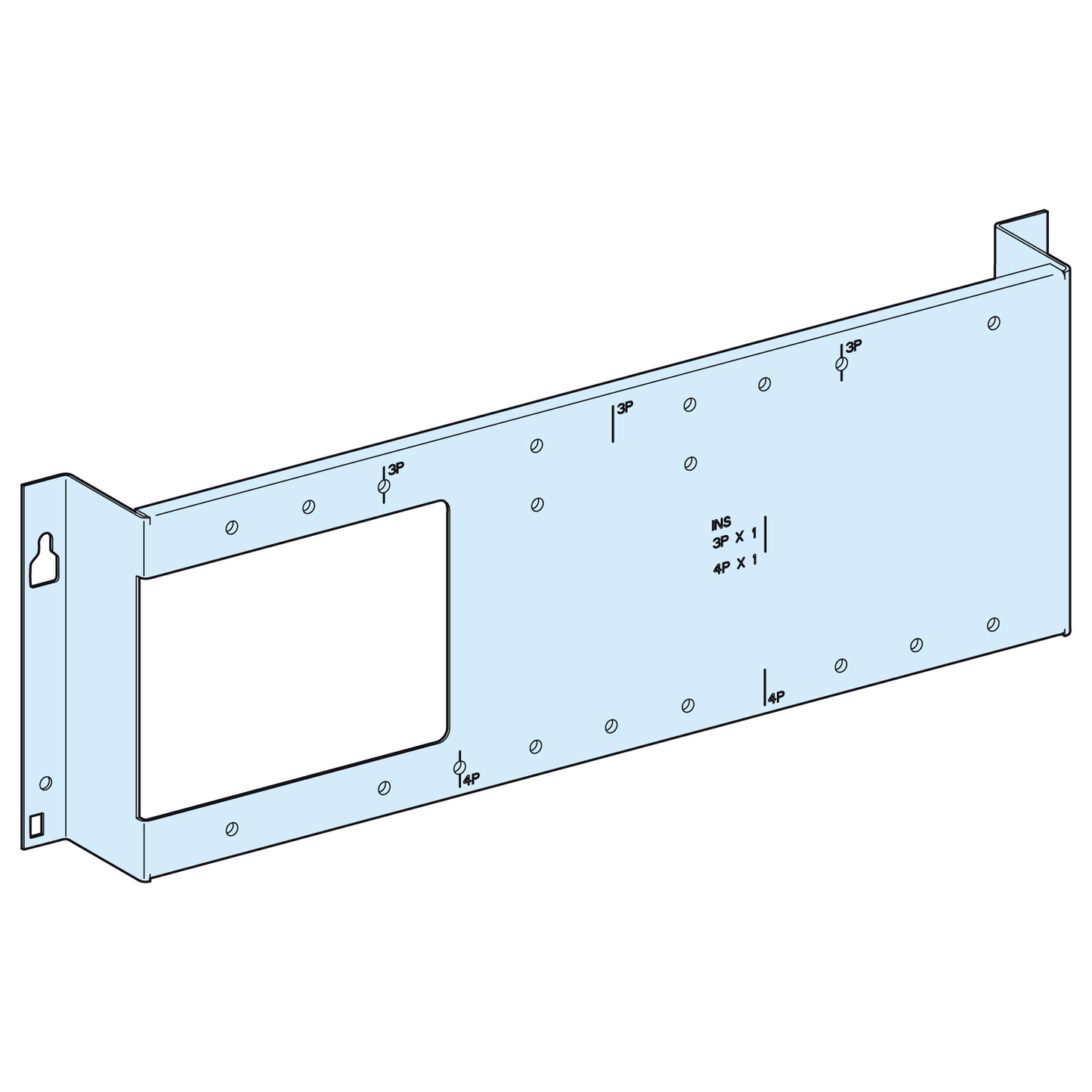Schneider Electric-LVS03040-PrismaSeT G - Platine NSX250/Vigi-vertical-fixe-Cde maneton-L600-RAL9003