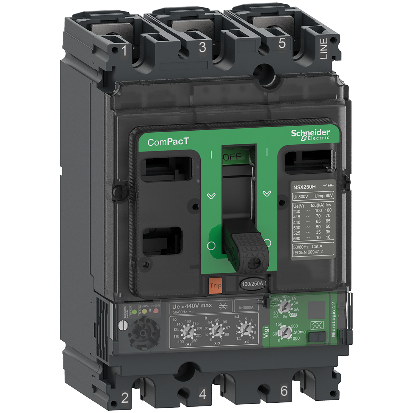 Schneider Electric-C16B34V100-ComPacT NSX160B - Disjoncteur Vigi - MicroLogic 4.2 100A - 3P3D - 25kA - fixe