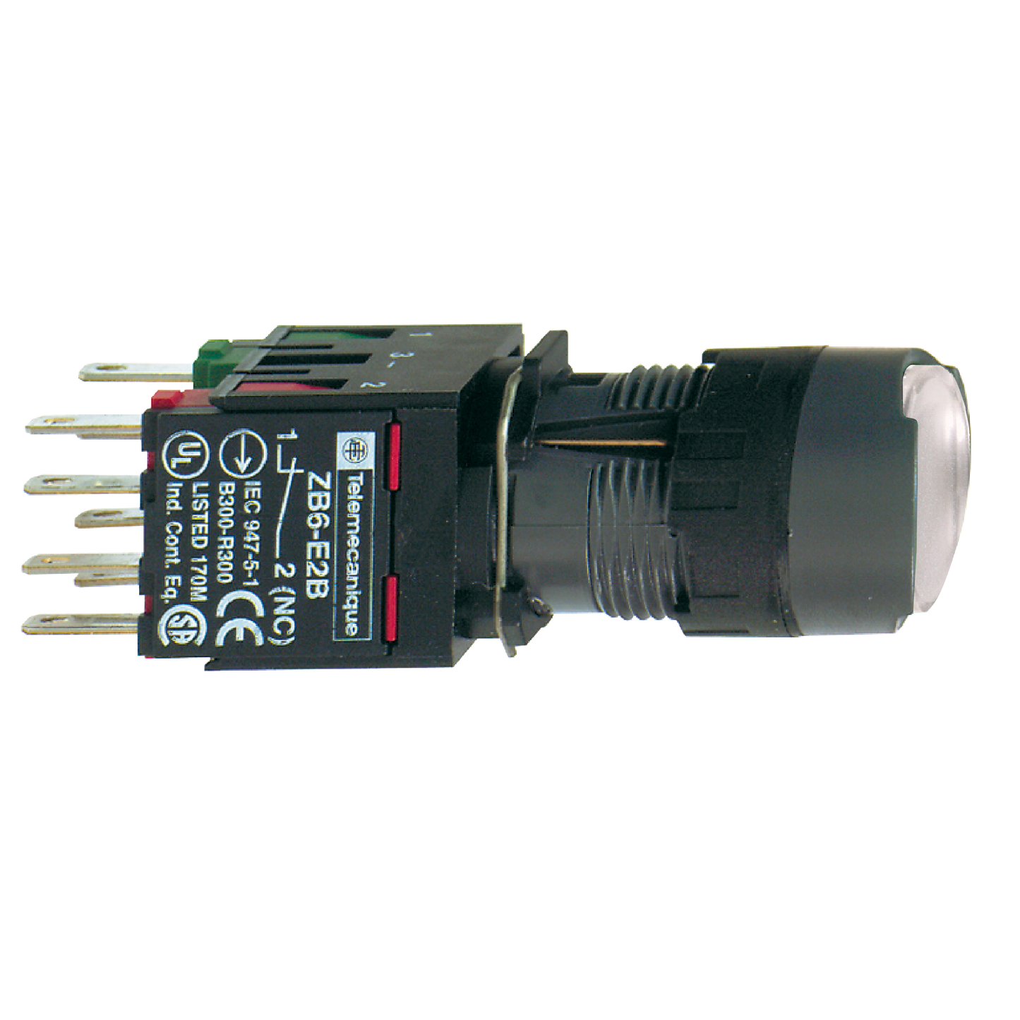 Schneider Electric-XB6AF1B5B-Harmony XB6 - bouton-pous. lum. complet - tête ronde - blanc - Ø16 - 24V - 1O+1F