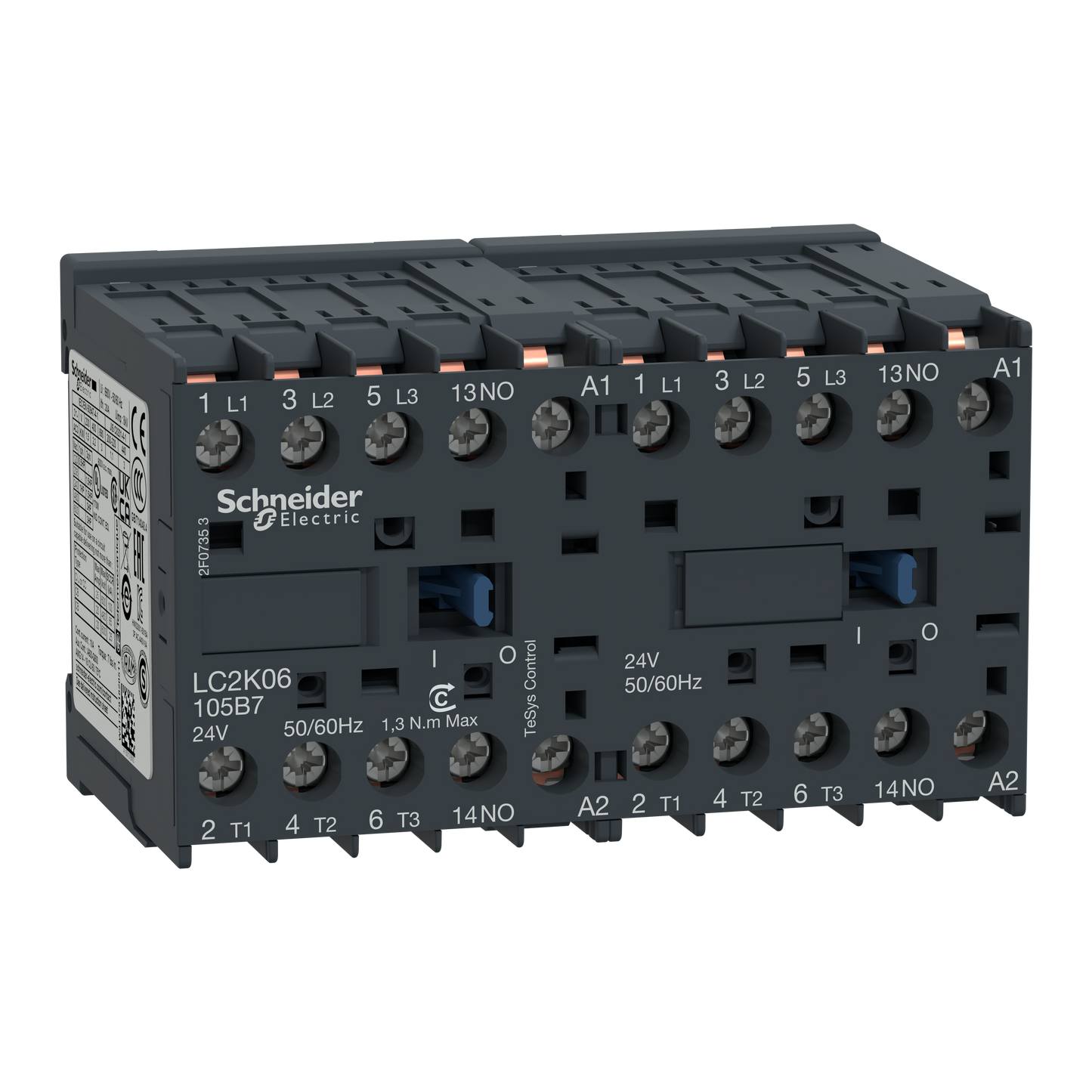 Schneider Electric-LC2K06105B7-TeSys LC2K - contacteur inverseur - 3P - AC-3 440V - 6A - bobine 24Vca