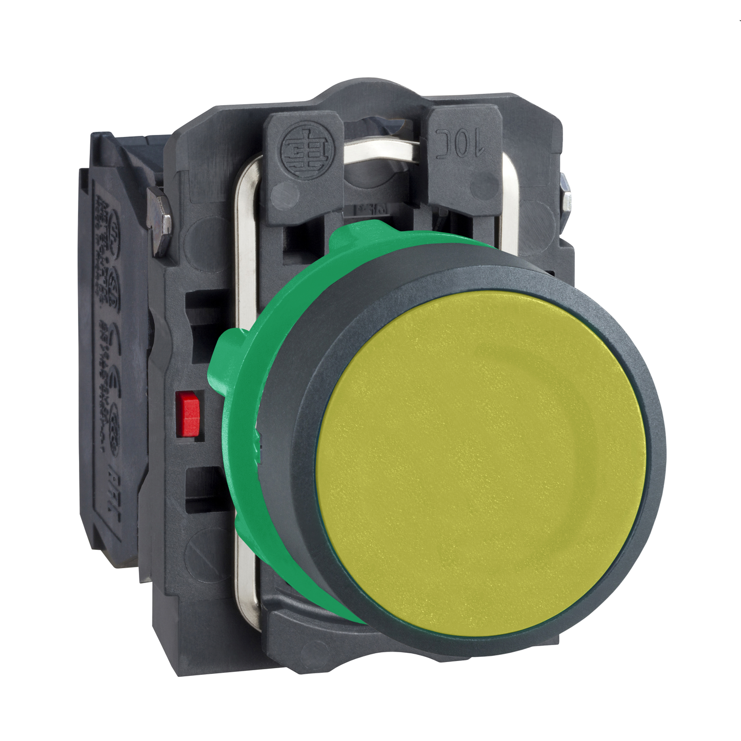 Schneider Electric-XB5AA55-Harmony XB5 - bouton poussoir à impulsion - Ø22 - jaune - 1O+1F - vis étrier