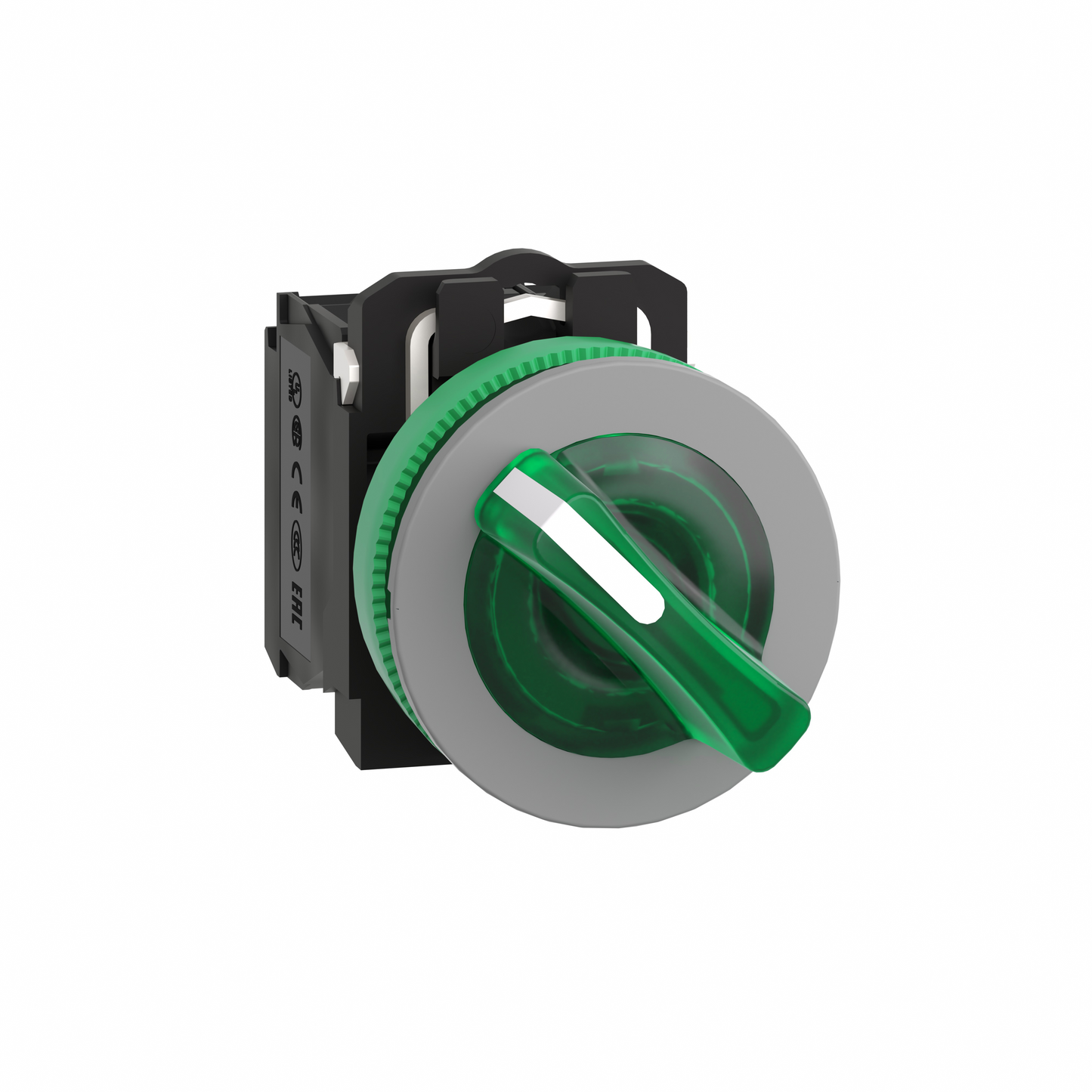 Schneider Electric-XB5FK123B5C0-Harmony XB5 - bouton tourn lum - Ø22 - flush - 2 pos fix - vert - 1O+1F - 24V