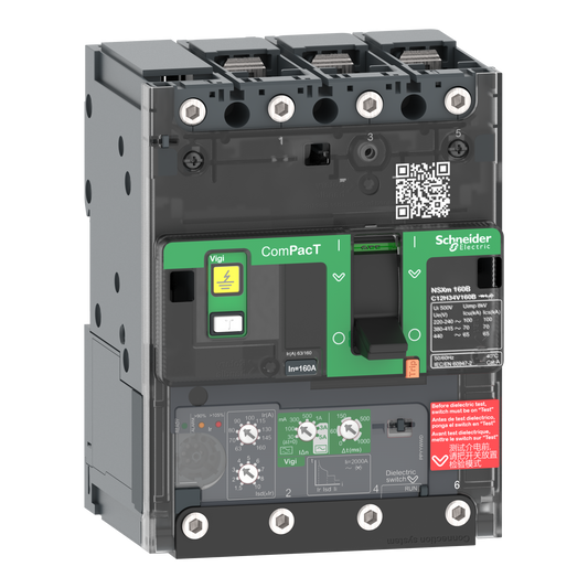 Schneider Electric-C11E34V100B-ComPacT NSXmE - disj Vigi - MicroLogic 4.1 100A - 3P3D - 16kA - borne à cosses