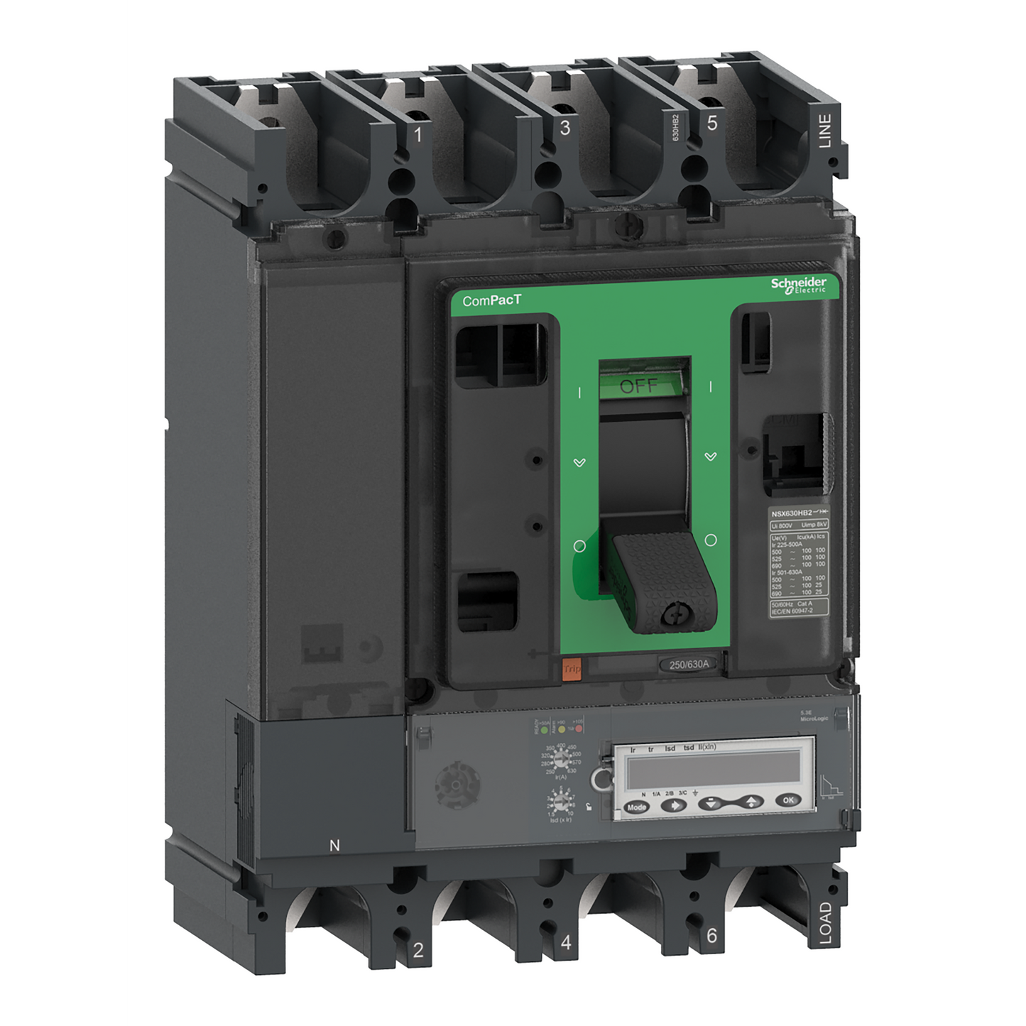 Schneider Electric-C40V45E400-ComPacT NSX400HB1 - Disjoncteur - MicroLogic 5.3E 400A - 4P4D - 75kA - fixe