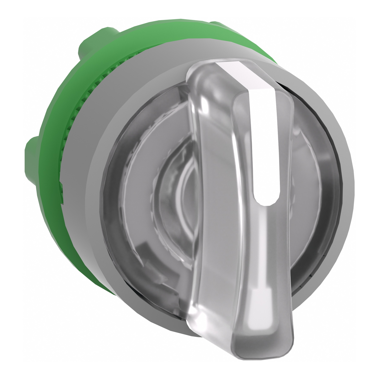Schneider Electric-ZB5AK1313C0-Harmony XB5 - tête bouton tournant lumin - Ø22 - col grise - 3 pos fix - blanc