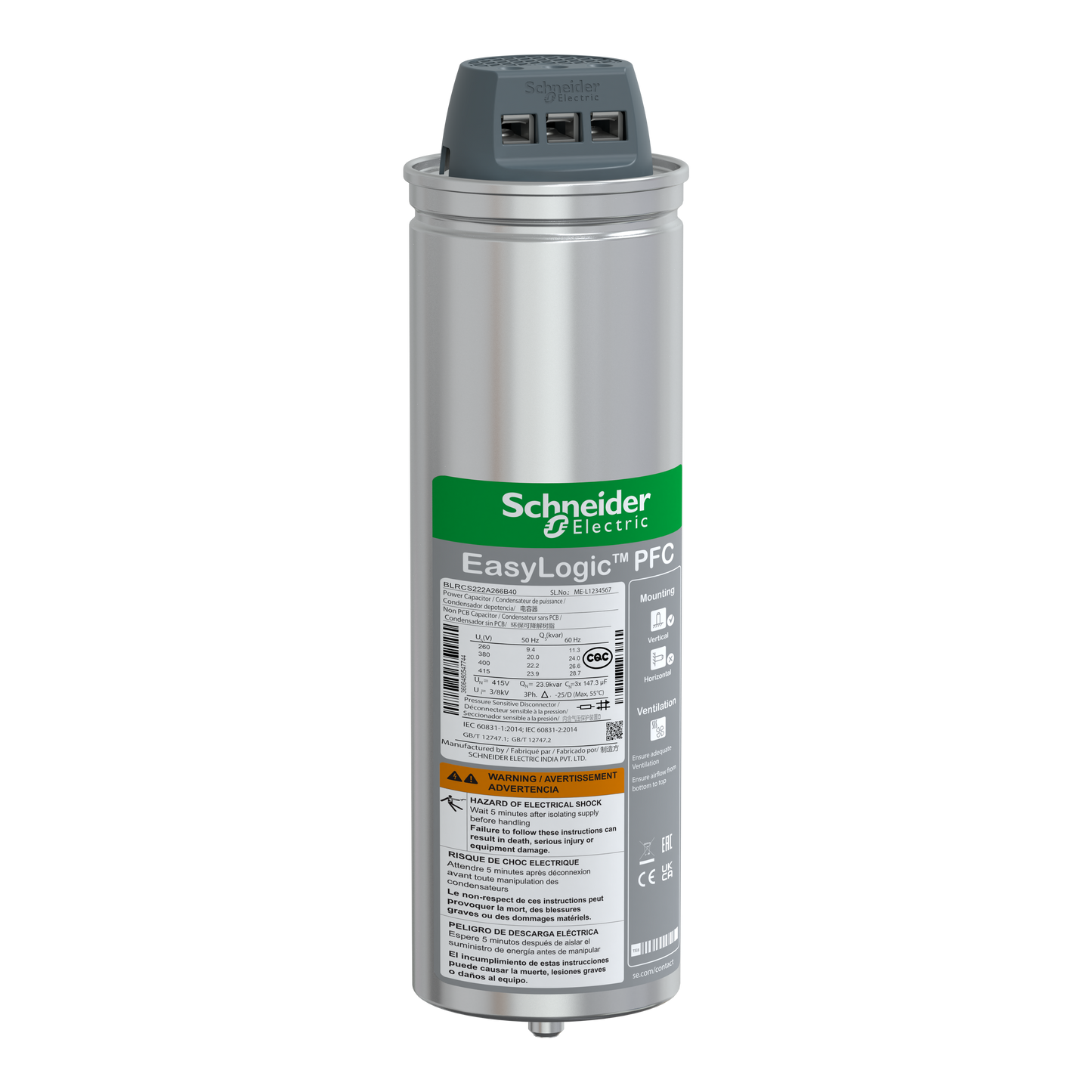 Schneider Electric-BLRCS222A266B40-CONDENSATEUR CAN SDY 22.2 /26.6 KVAR 400V