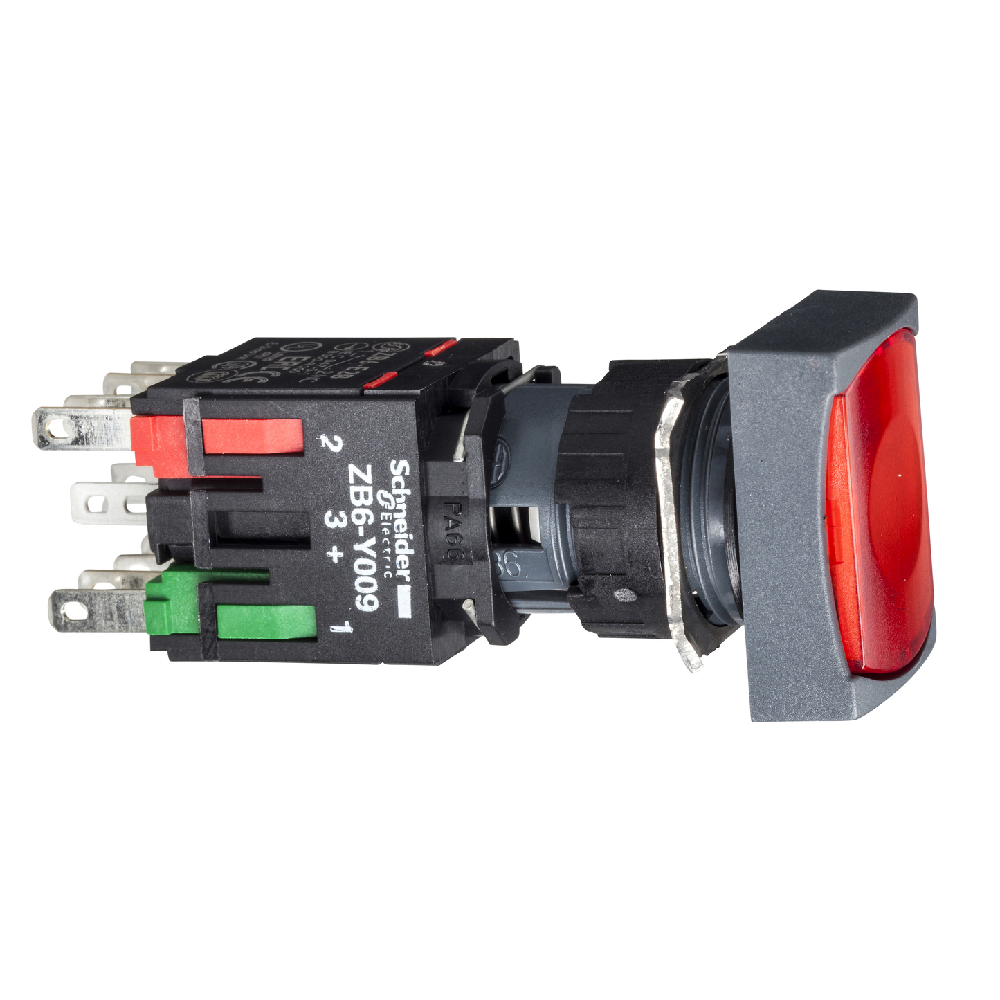 Schneider Electric-XB6DF4B2B-Harmony XB6 - bouton-pous. lum. complet - tête rect. - rouge - Ø16 - 24V - 1O