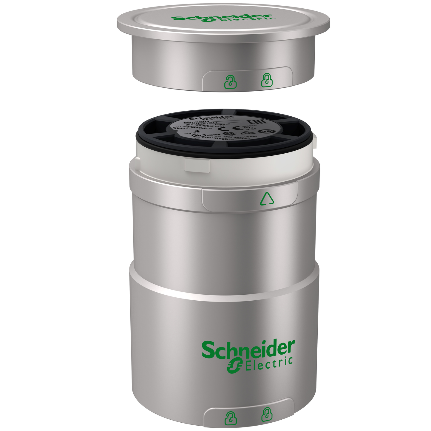 Schneider Electric-XVUC21BQ-Harmony XVU - embase alim avec couvercle - Ø60 - argent - 24VACDC