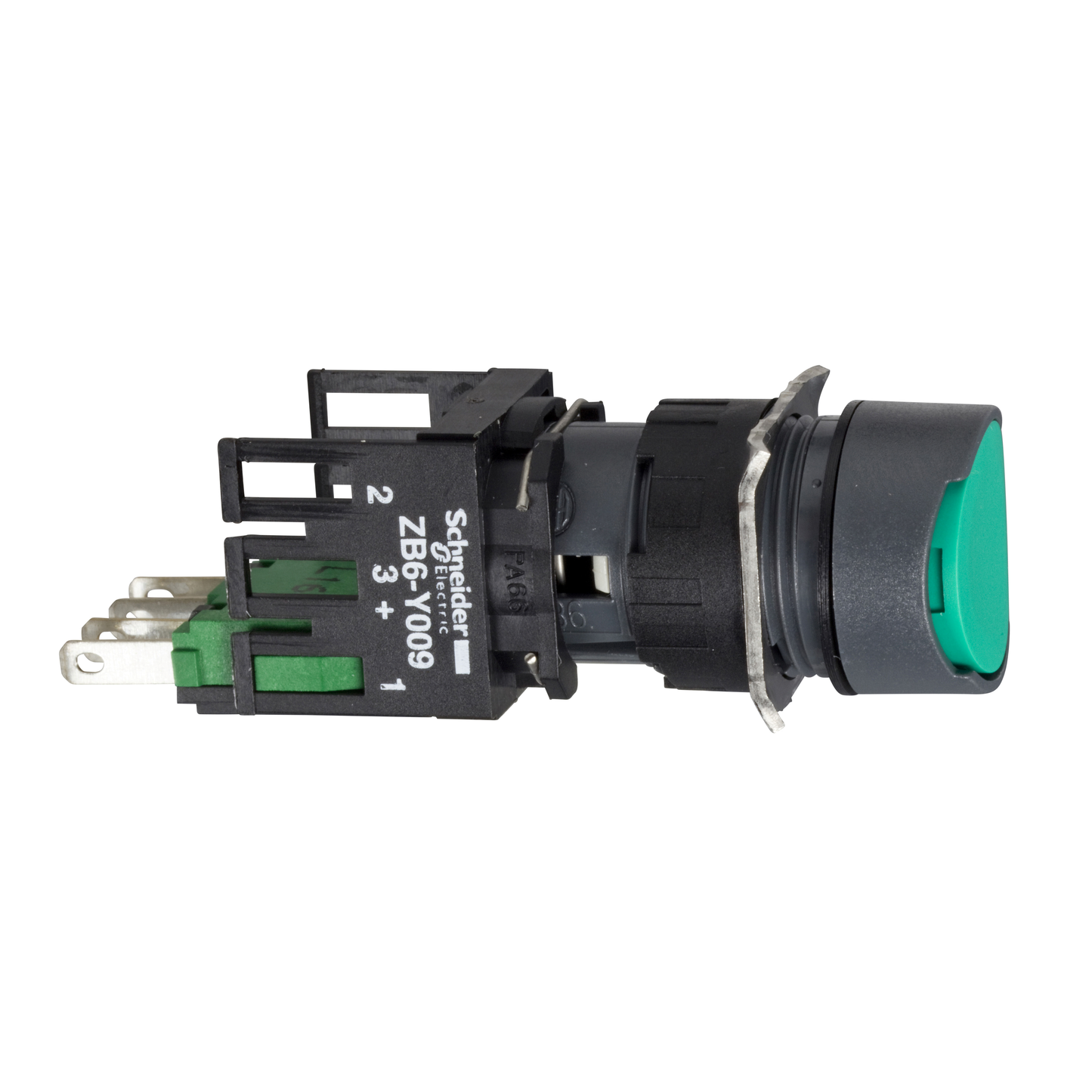 Schneider Electric-XB6AA35B-Harmony XB6 - bouton-poussoir - Ø16mm - à impulsion affleurant - 1O+1F - vert