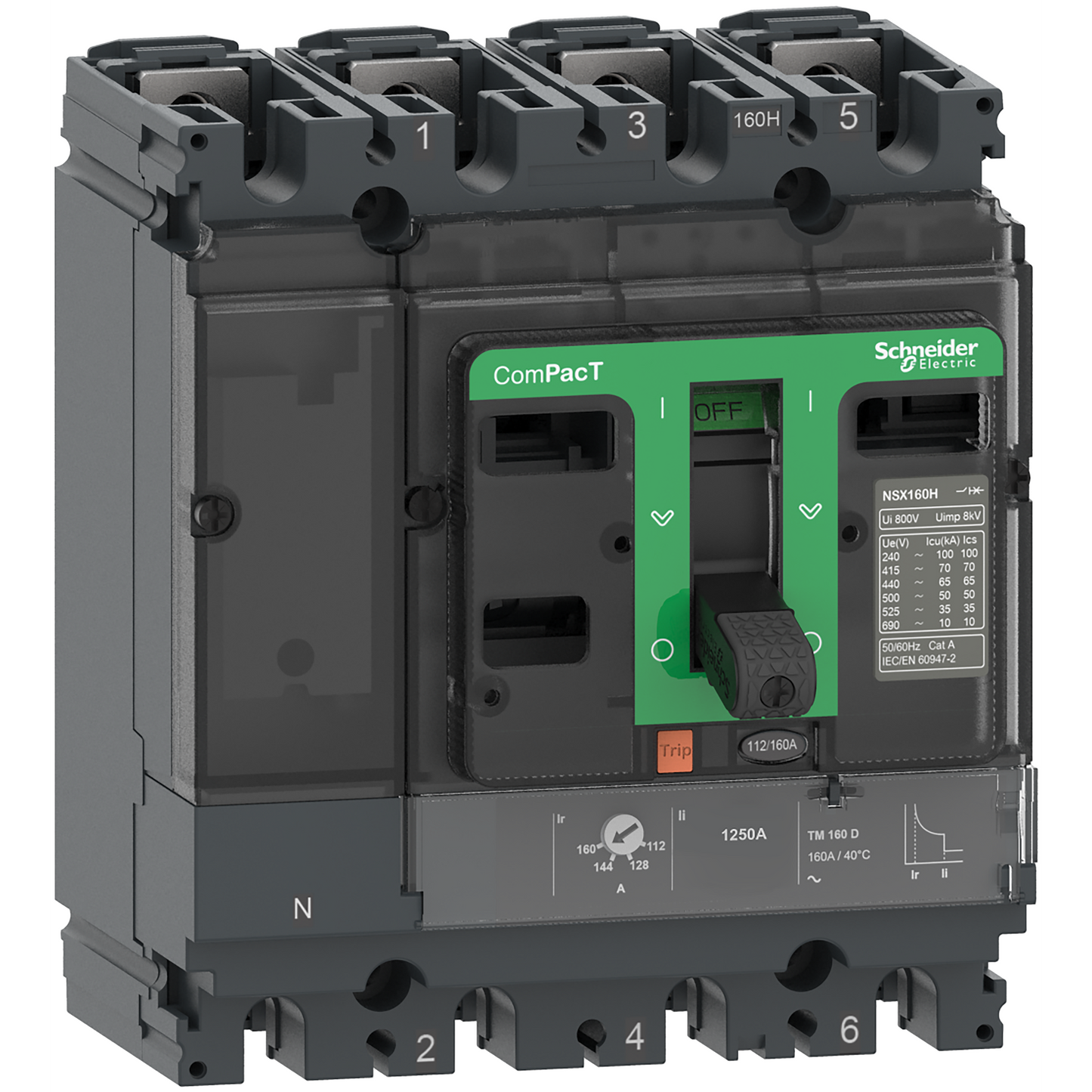 Schneider Electric-C10H6TM025-ComPacT NSX100H - Disjoncteur - TM-D 25A - 4P3D - 70kA - montage fixe