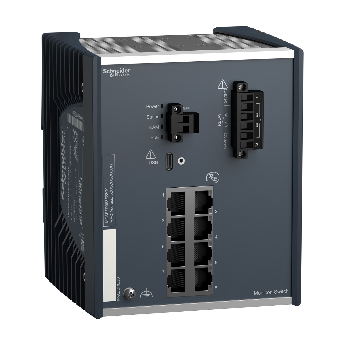 Schneider Electric-MCSESP083F23G0-Modicon Switch ESM PoE 8TX-Gb