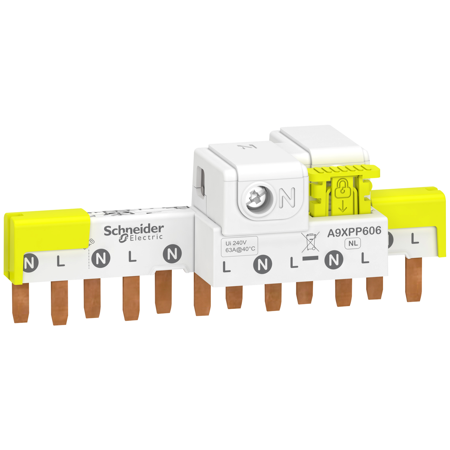 Schneider Electric-A9XPP606-Acti9 iDT40 - Peigne horiz. avec connecteur - 1P+N - 6 modules de 18mm - 63A