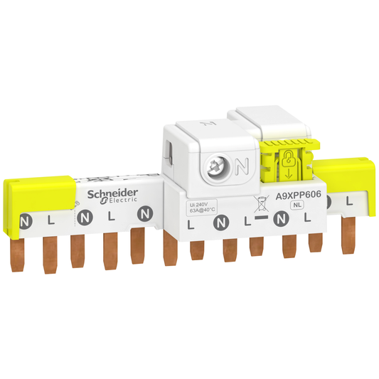 Schneider Electric-A9XPP606-Acti9 iDT40 - Peigne horiz. avec connecteur - 1P+N - 6 modules de 18mm - 63A