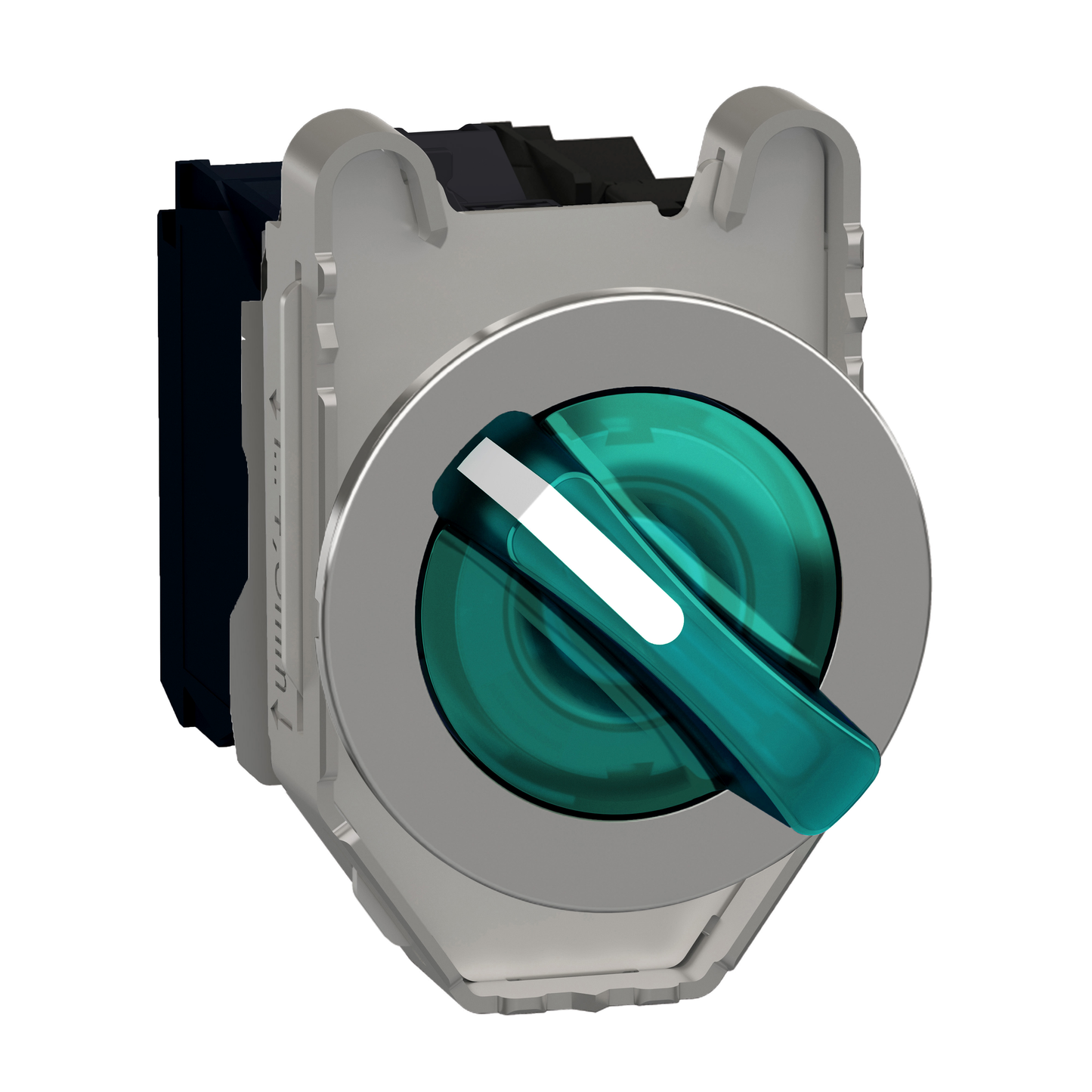 Schneider Electric-XB4FK123M5-Harmony XB4 - bouton à man lumin - flush - 2 pos fix - vert - 1O+1F - 230V